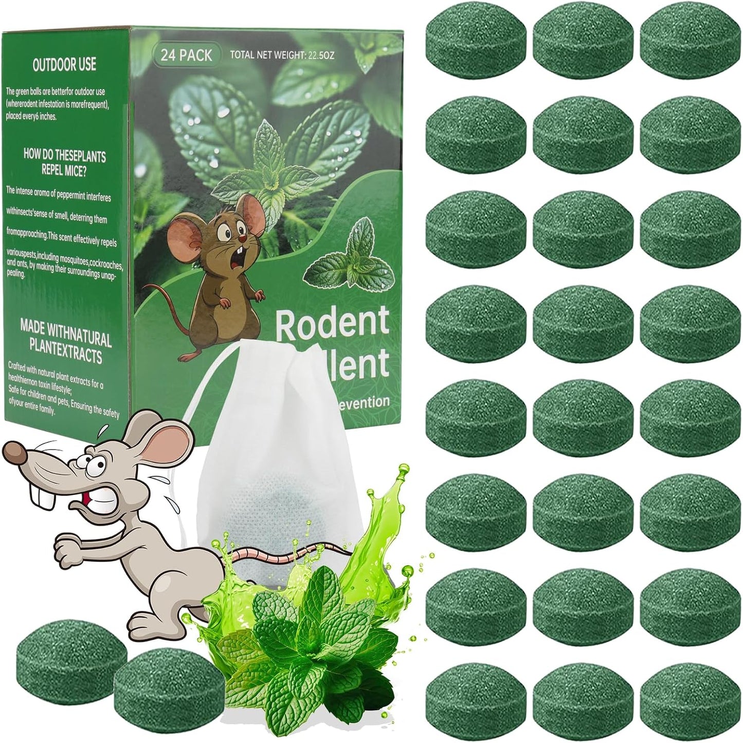 Peppermint Oil Rat Repellent Balls for Home | Pack of 24